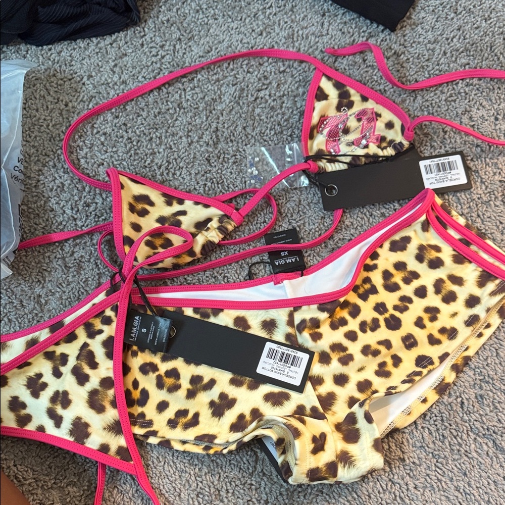 I.AM.GIA Leopard Print Bikini with Pink Accents